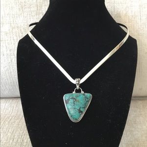 Vint Sterling Silver Turquoise Pendant & necklace